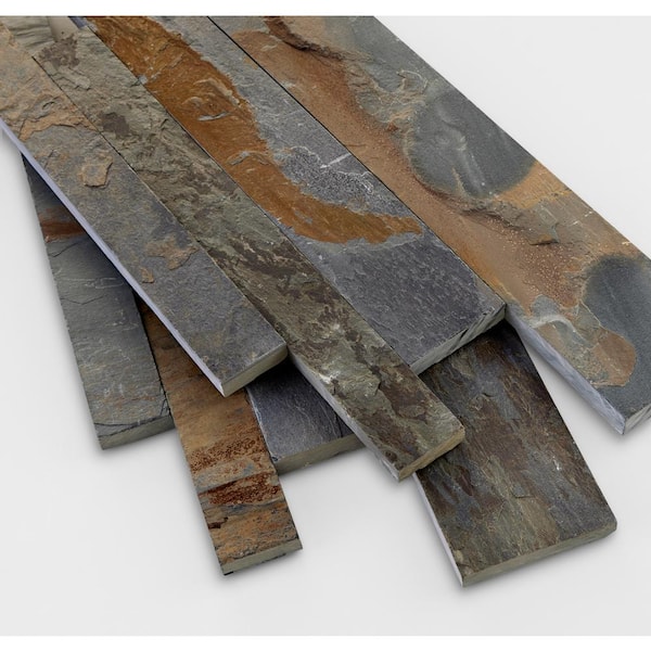 Linear Lines 4 in. x 6 in. Sunset Split Face Slate Tile Sample