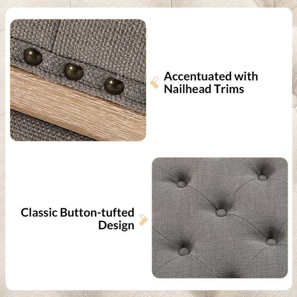 JAYDEN CREATION Georgie Modern Grey Polyester Upholstered Storage