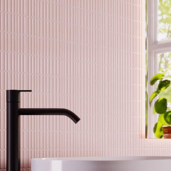 MOLOVO Nova Pink Blush Decor 1.97 in. x 11.81 in. Polished