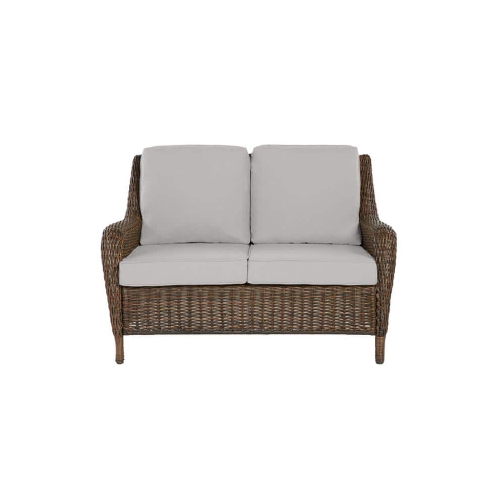 Hampton Bay Cambridge Brown Wicker Outdoor Patio Loveseat with