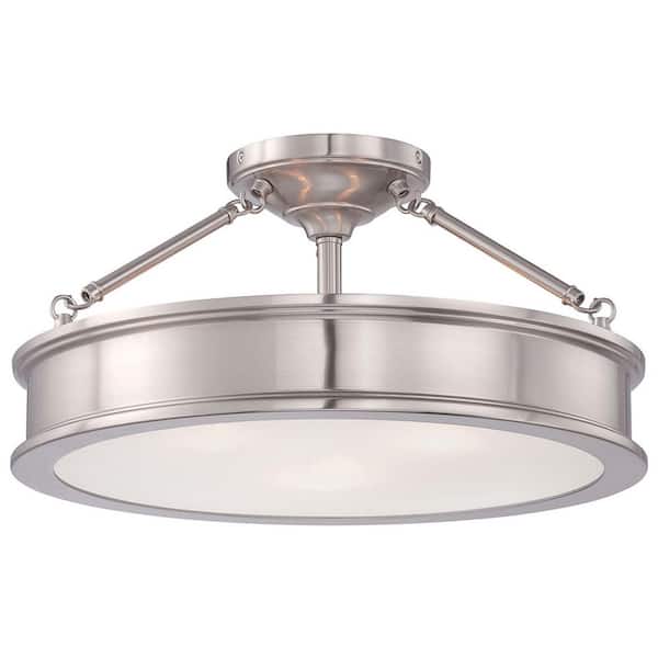 Minka Lavery Harbour Point 3-Light Brushed Nickel Semi-Flush Mount Light