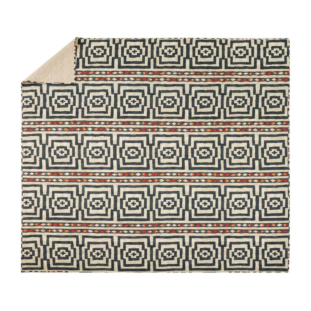 Hypnotic Black and White Cotton King Quilt Set