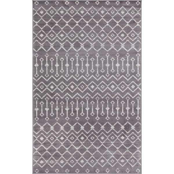 Moroccan Trellis Light Gray 8 ft. x 10 ft. Area Rug