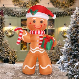 7.87 ft. x 4.27 ft. Gingerbread Man Inflatable with LED Lights