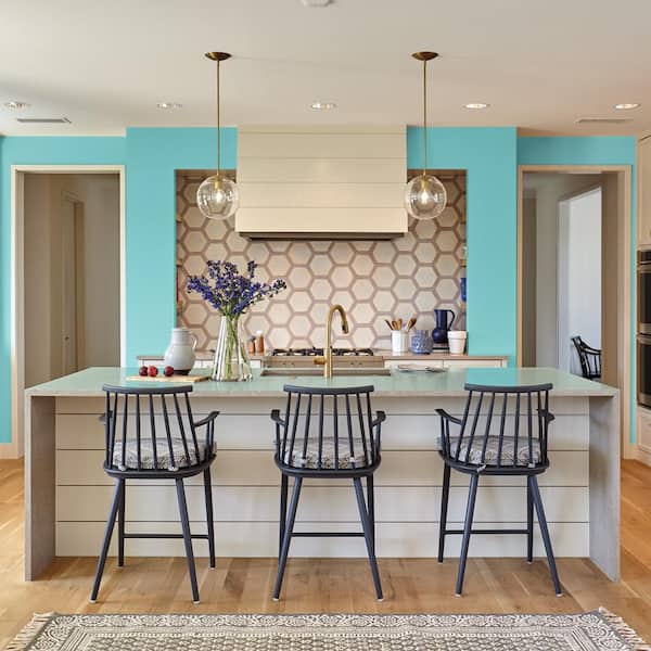 5 gal. #P460-3 Soft Turquoise Semi-Gloss Interior Paint