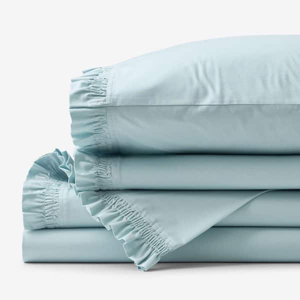 Company Cotton Ruffle Garment Wash Cloud Blue King Sheet Set
