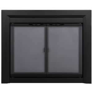 Carlisle Medium Black Cabinet Style Glass Fireplace Doors