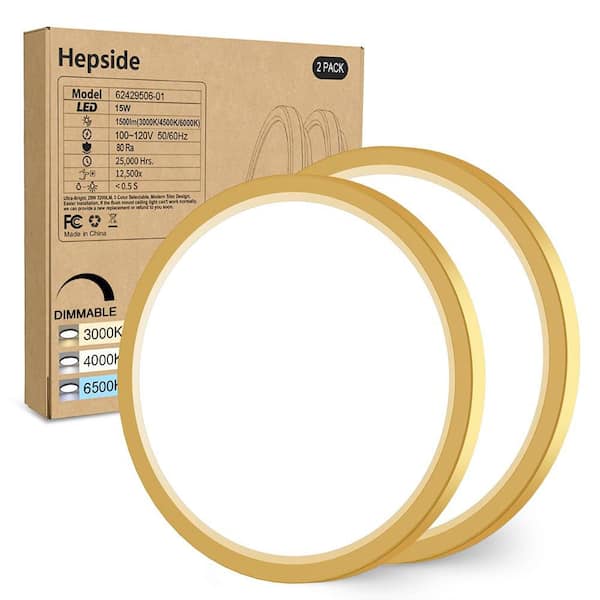 7.5 in. 1-Light Gold Integrated LED Flush Mount (2-Pack) Lamp-1159
