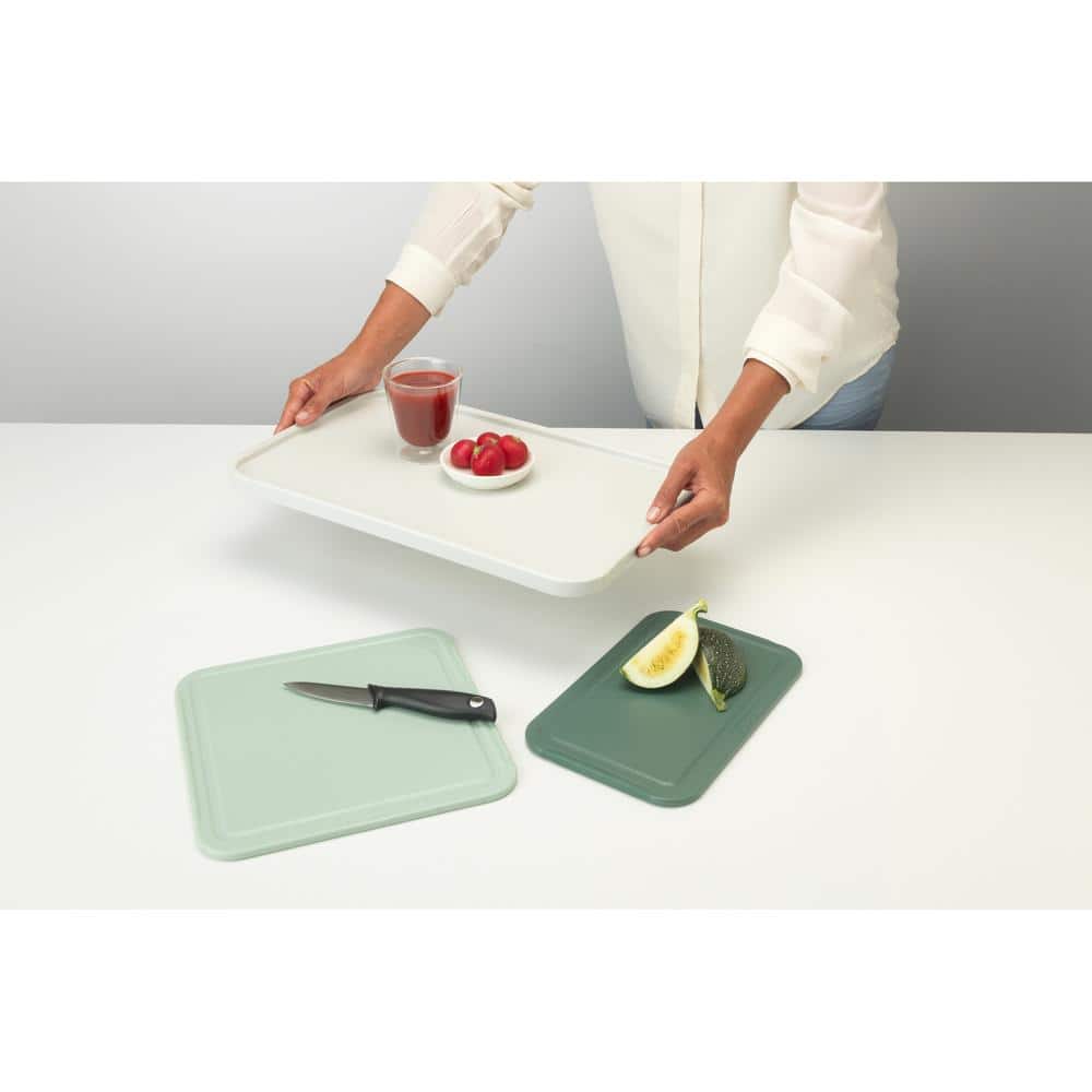 Green and Light Green Plastic Rectangular Cutting Board Set