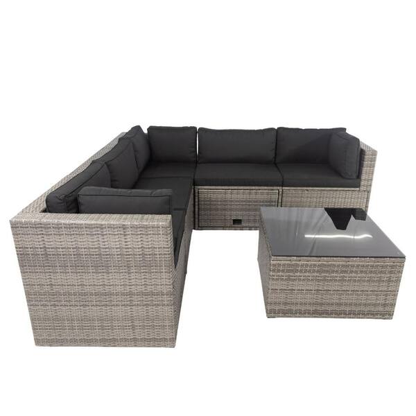 Tunearary 6-Pieces Wicker Outdoor Furniture Sectional Sofa Storage ...