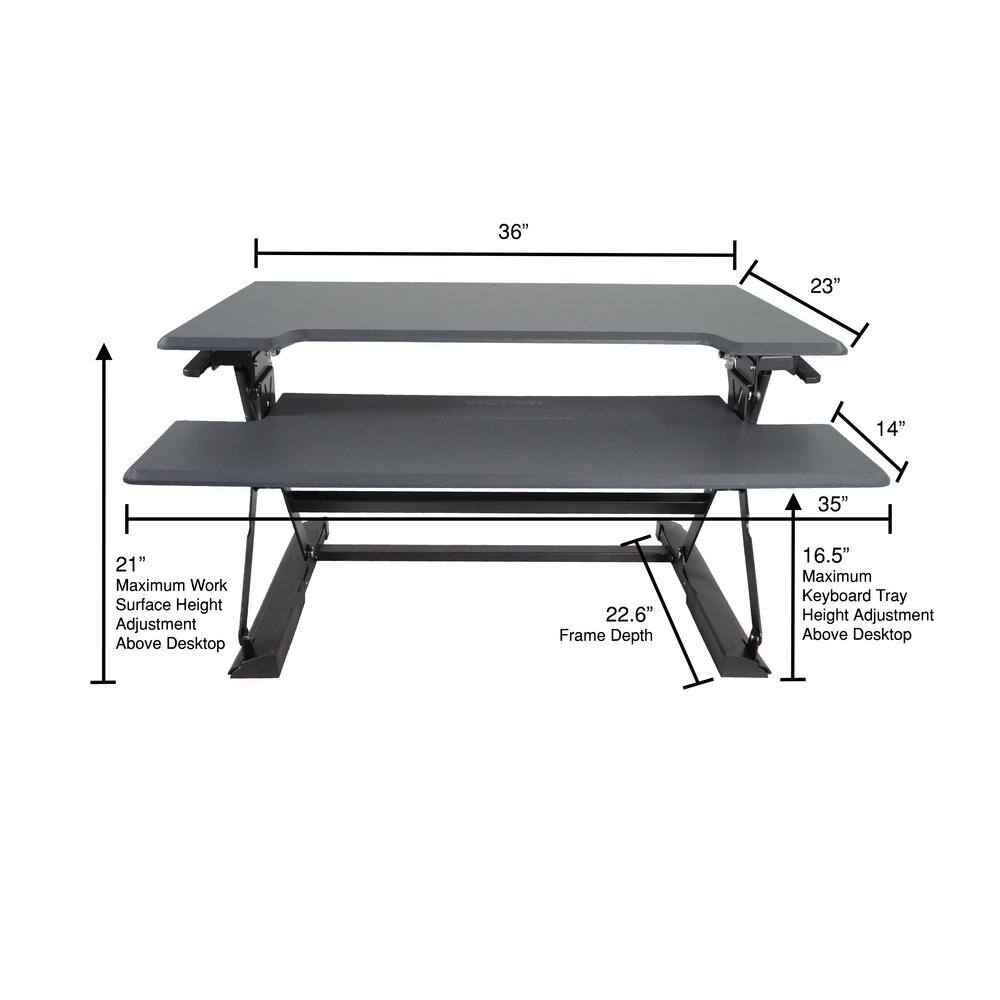 Gray Adjustable Height Standing Desk Converter with Keyboard Tray