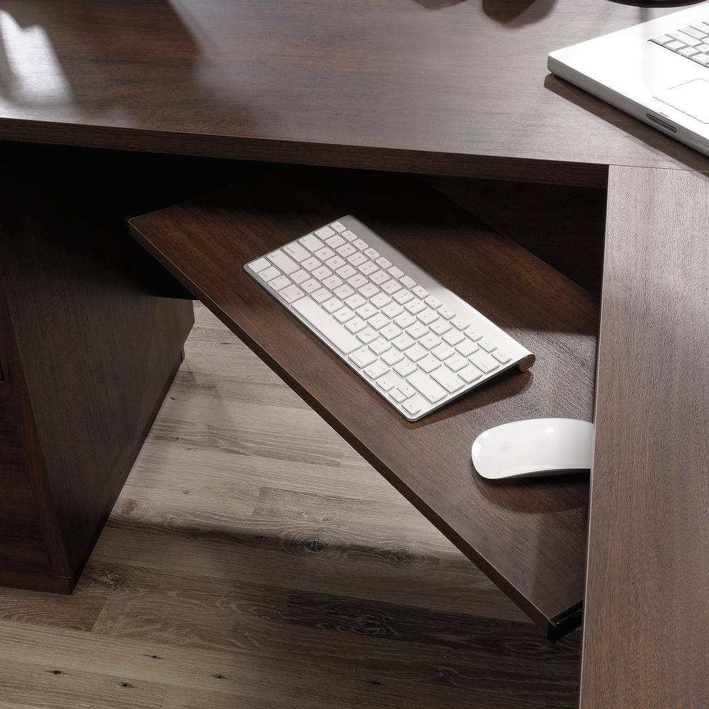 Spiced Mahogany 65'' L-Shaped Executive Desk with File Storage