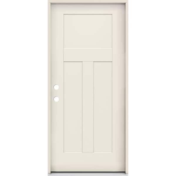 JELD-WEN 36 in. x 80 in. 3-Panel Right-Hand/Inswing Craftsman Primed Steel Prehung Front Door