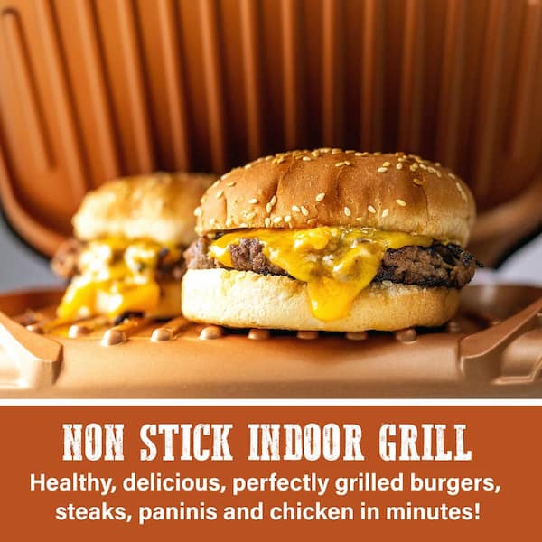 72 sq. in. Black Copper Low Fat Indoor Grill