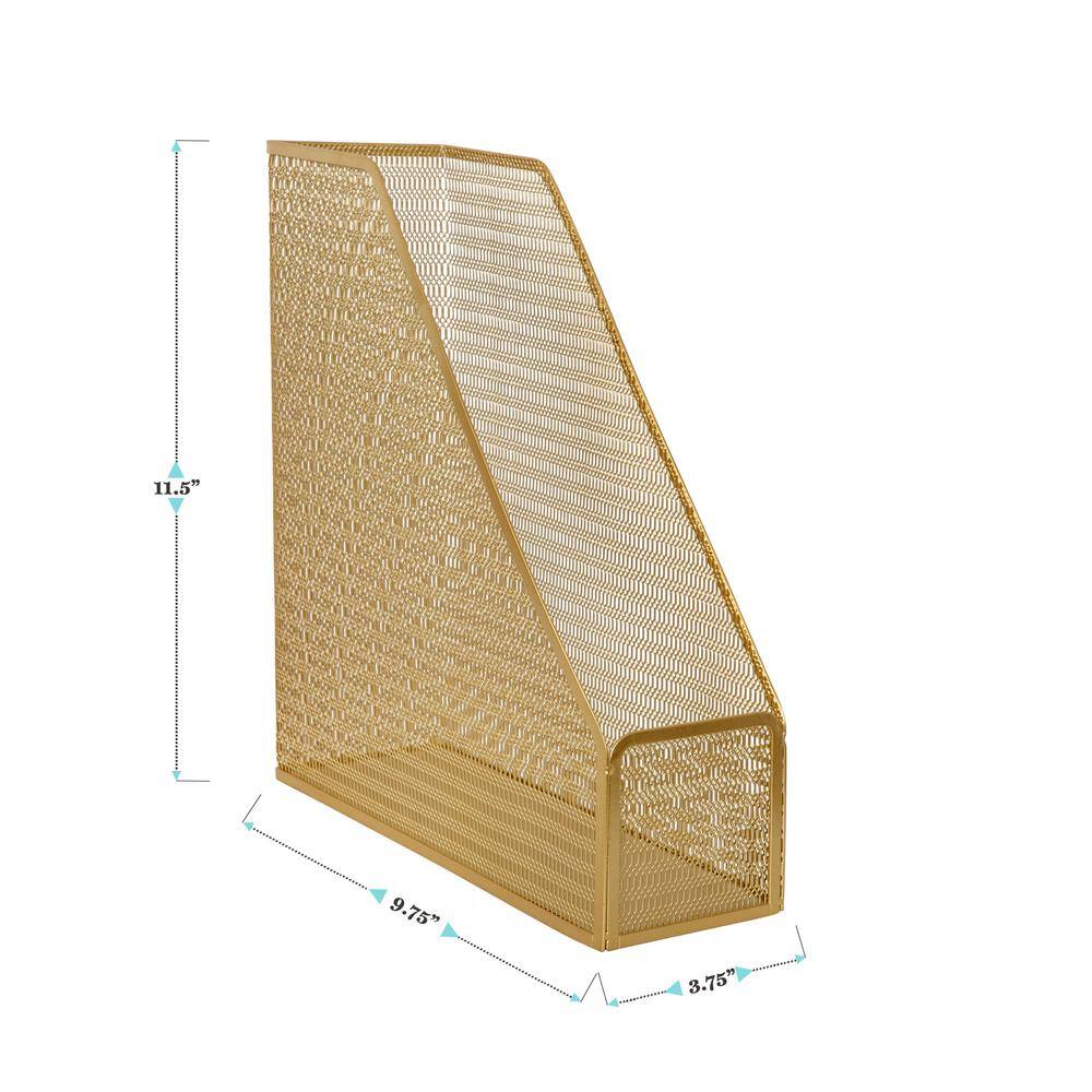 Gold Mesh Metal Single Slot Magazine File Holder
