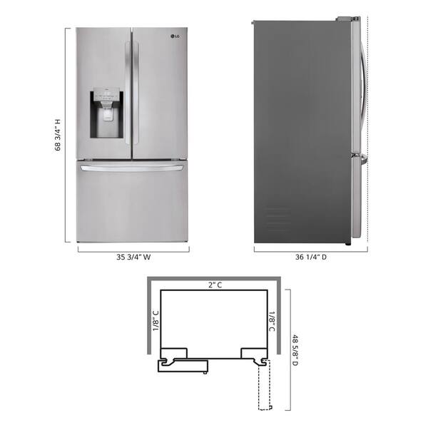 LG 28 cu. ft. 3 Door French Door Refrigerator with Ice and Water 