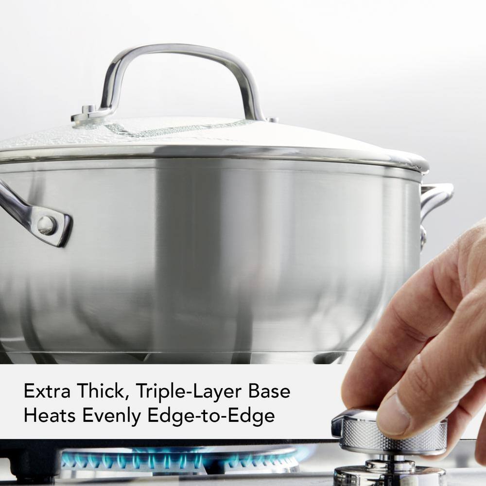 Casserole with Lid, 4-Quart, Brushed Stainless Steel - thumbnail 6