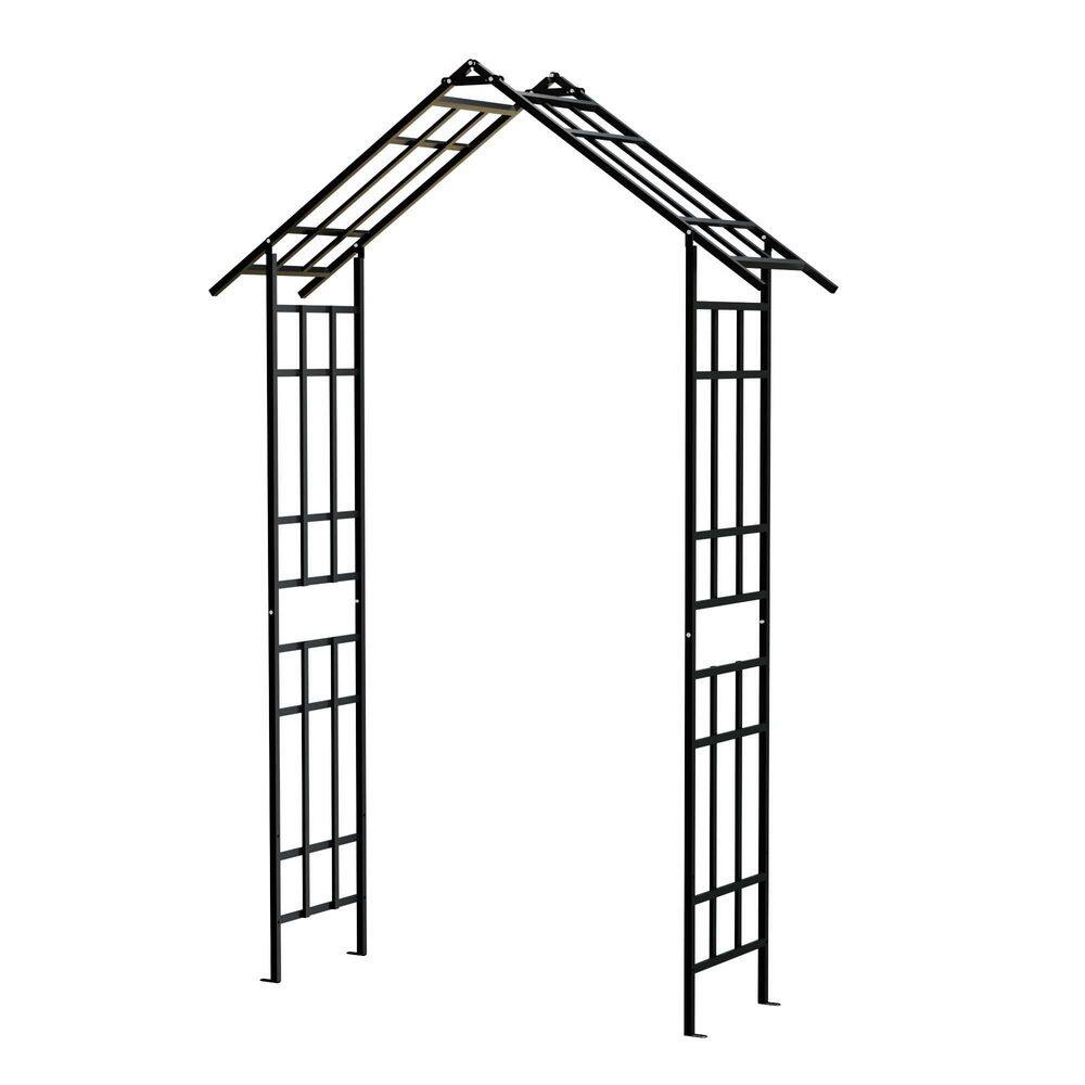 LuckByte 78.15 in. Metal Garden Arch Garden Arbor Trellis for Outdoor ...