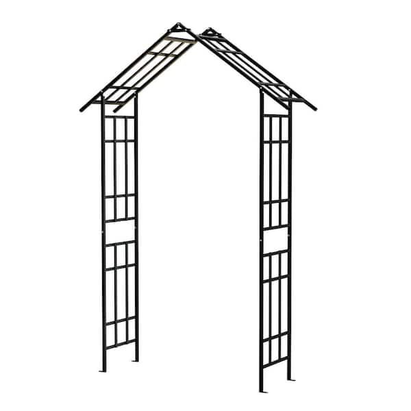 LuckByte 78.15 in. Metal Garden Arch Garden Arbor Trellis for Outdoor ...