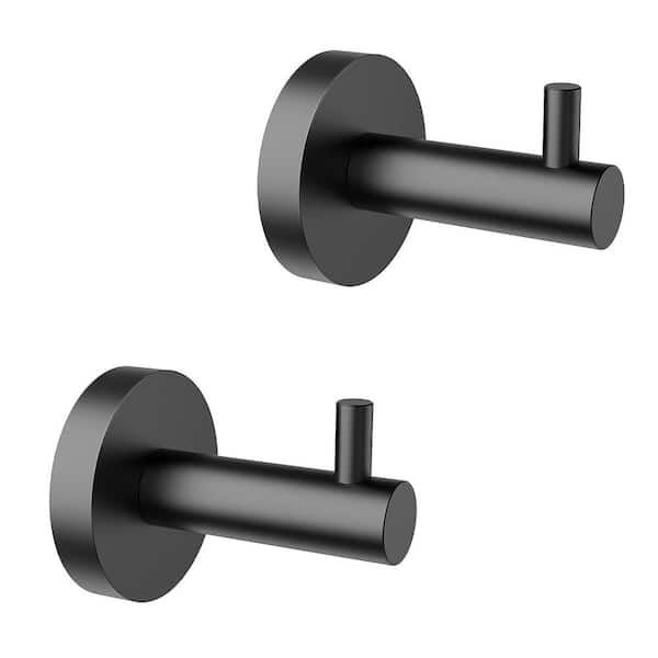 ATKING Bath 2-Pack Knob-Hook Robe/Towel Hook Wall Mounted Clothes Hooks in Black