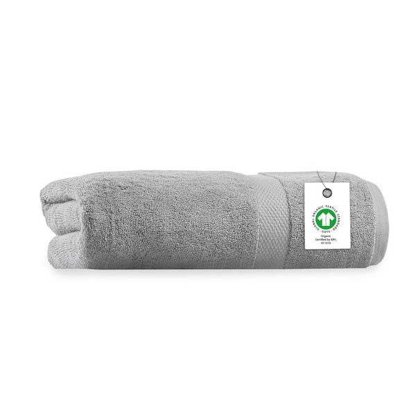 Light Grey Solid 100% Organic Cotton Luxuriously Plush Bath Towels (Set of 1)
