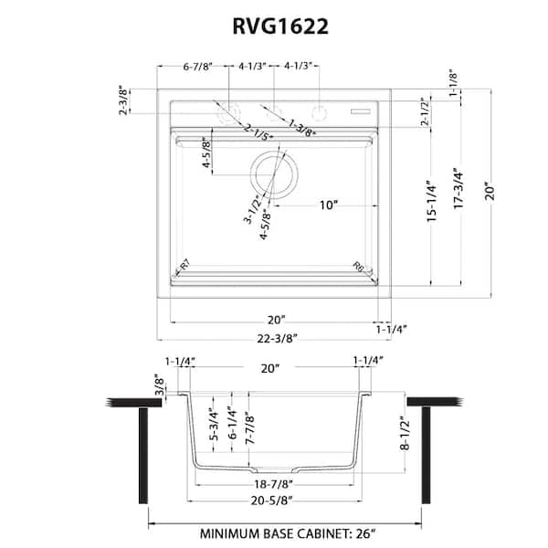 Westminster Dual Mount Granite Composite 16 in. 1-Hole Bar Single Bowl Kitchen Sink in Black Westminster Dual Mount Granite Composite 16 in. 1-Hole Bar Single Bowl Kitchen Sink in Black
