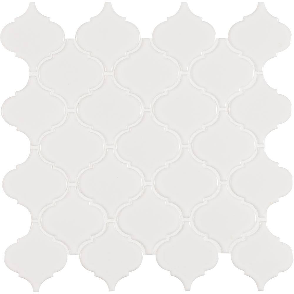 Download Msi Retro Bianco Arabesque 11 3 In X 12 2 In X 6mm Glossy Porcelain Mesh Mounted Mosaic Tile 0 73 Sq Ft Pt Retbia Arabq The Home Depot