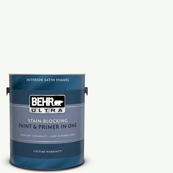 BEHR ULTRA 1 gal. #UL260-14 Ultra Pure White Satin Enamel Interior Paint and Primer in One