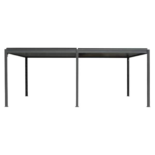 10 ft. x 20 ft. Gray Aluminum Metal Louvered Pergola
