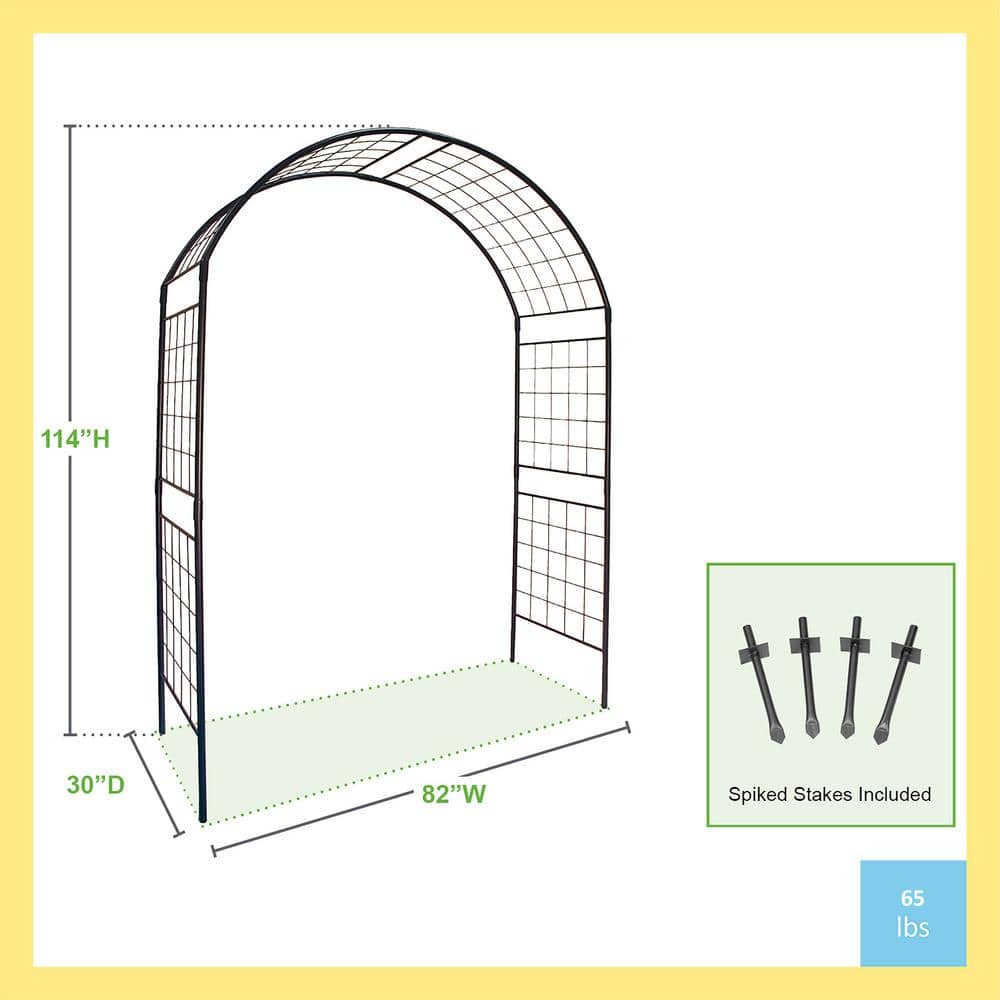 Graphite Powder Coated Tall Metal Garden Arbor