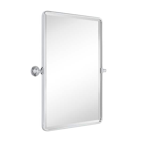 TEHOME Woodvale 20 in. W x 30 in. H Medium Rectangular Metal Framed Wall Mounted Bathroom Vanity Mirror in Chrome