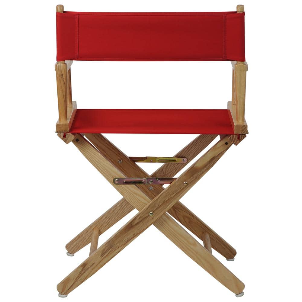 Foldable Classic Director's Chair in Natural Wood with Red Accents