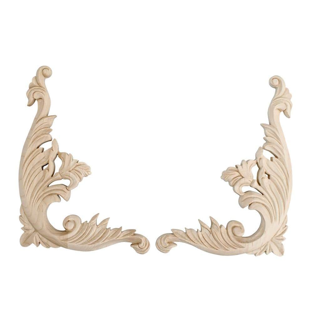 5 in. x 3-3/4 in. x 1/2 in. Unfinished Small Hand Carved North American Solid Hard Maple Wood Onlay Acanthus Wood Scroll price history on PriceWatchPro