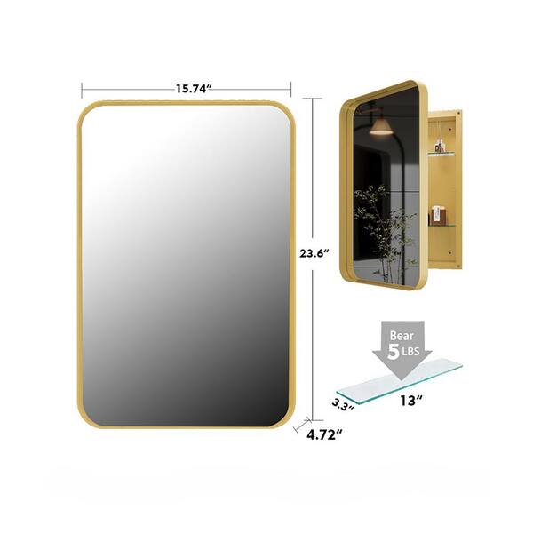 IHOMEadore 32 in. W x 32 in. H Rectangular Black Metal Wall Mount or Recessed Medicine Cabinet with Mirror in Bathroom
