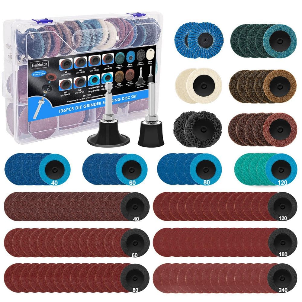 136 pcs 2 Inch Die Grinder Sanding Discs Quick Change Surface Conditioning Tool with 1/4 Roll Lock Adapter price history on PriceWatchPro