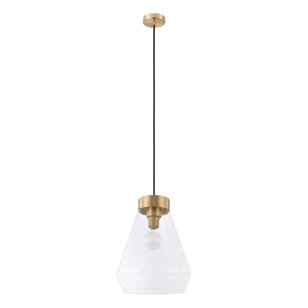 Eglo Montey 1-Light Brushed Gold Pendant with Clear Glass Shade
