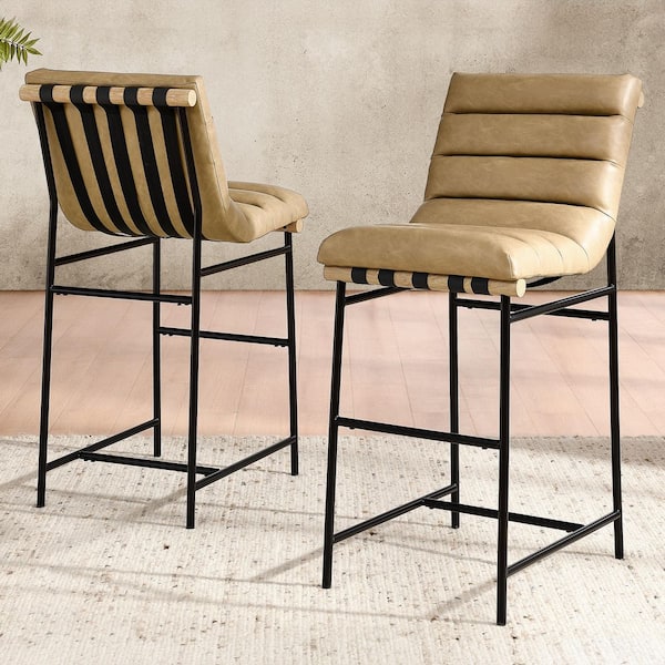 Nicco Brown Sand 30 in. Leather Bar Stool ( Set of 2)