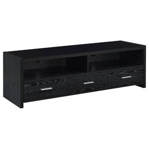 61 in. Black Wood TV Stand Fits TVs Up to 65 in. with No Additional Features