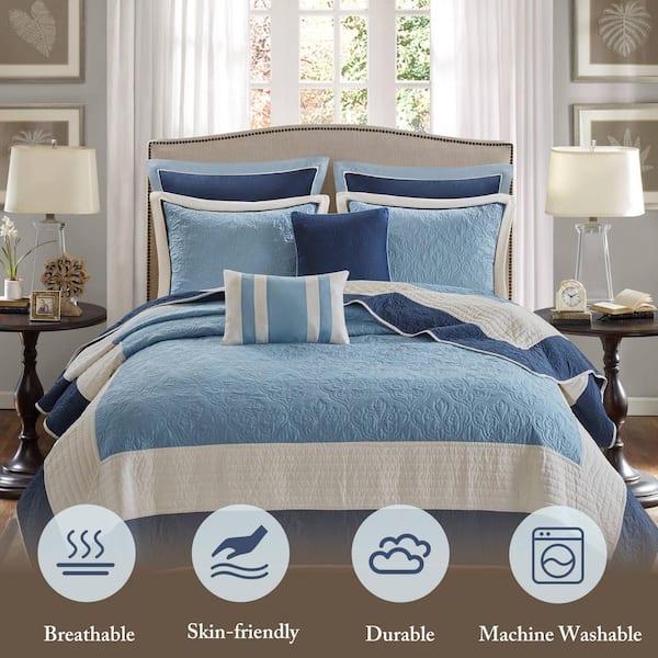美品 ■ MADISON BLUE ■ キルティングジレ ■ リバーシブル Madison Park Danville 7-Piece Navy Microfiber Full/Queen