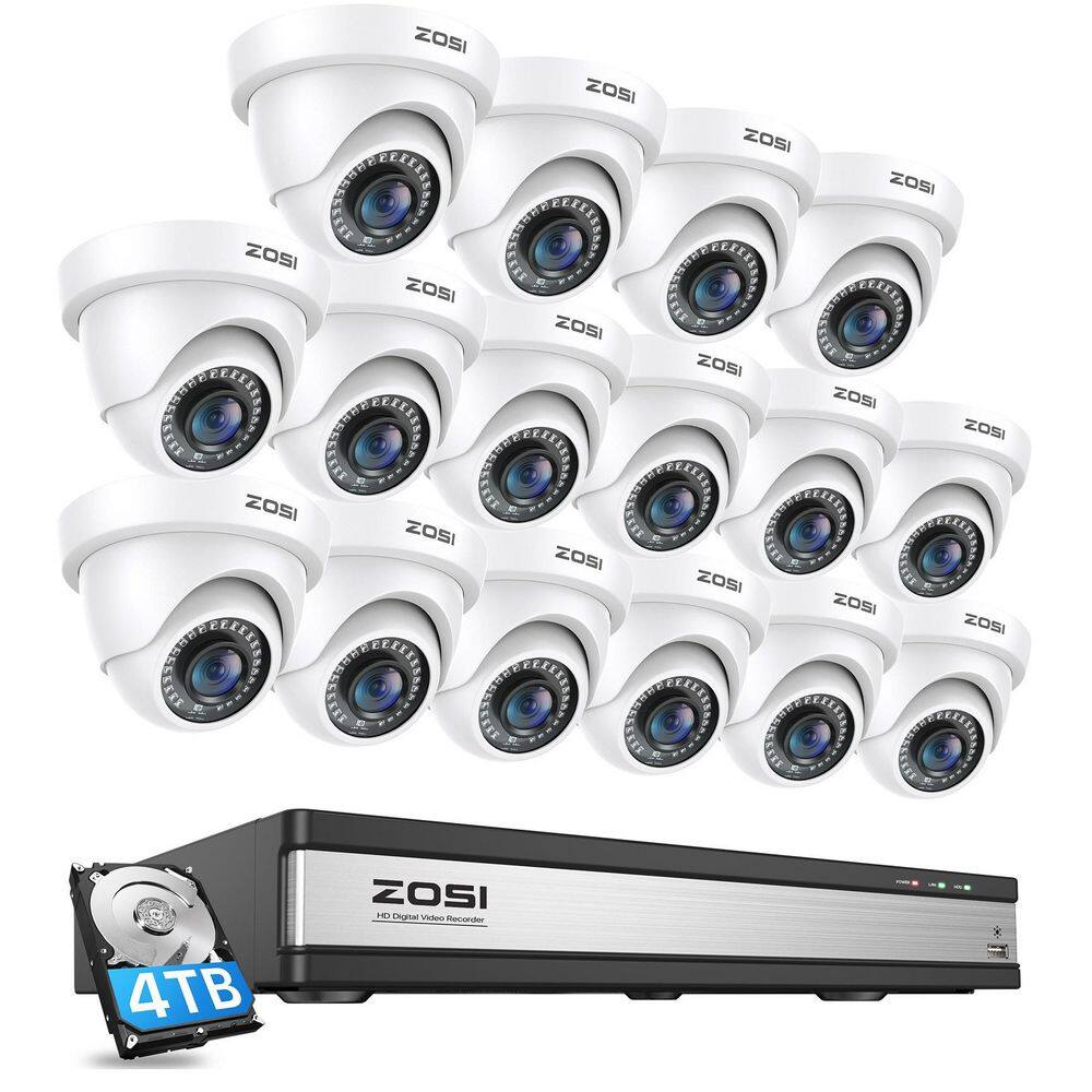 16-Channel 3K-lite 4TB DVR Home Security Camera System with 16-Wired 1080p Full HD Outdoor Dome Cameras, White price history on PriceWatchPro