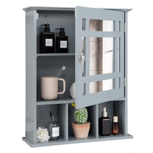 19 in. W x 6.5 in. D x 23.5 in. H Medicine Cabinet Bathroom Storage Wall Cabinet with Mirror in Gray