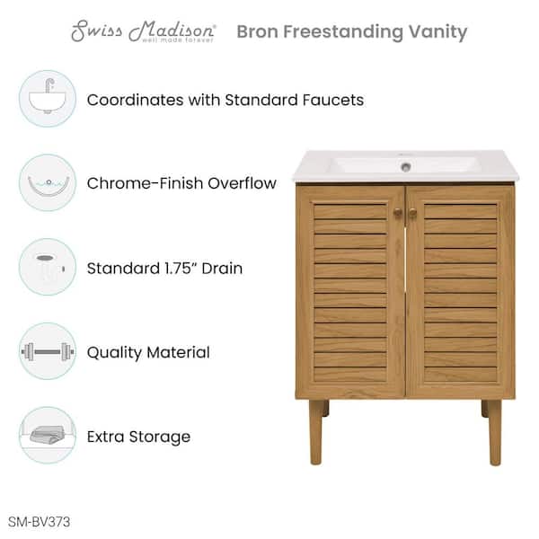 Bron 24 in. Bathroom Vanity in Oak
