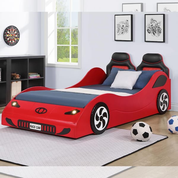 1112 タイニーアンエステル レッドヘッド Acme Furniture Colen Red Finish Twin Adjustable Sleigh with