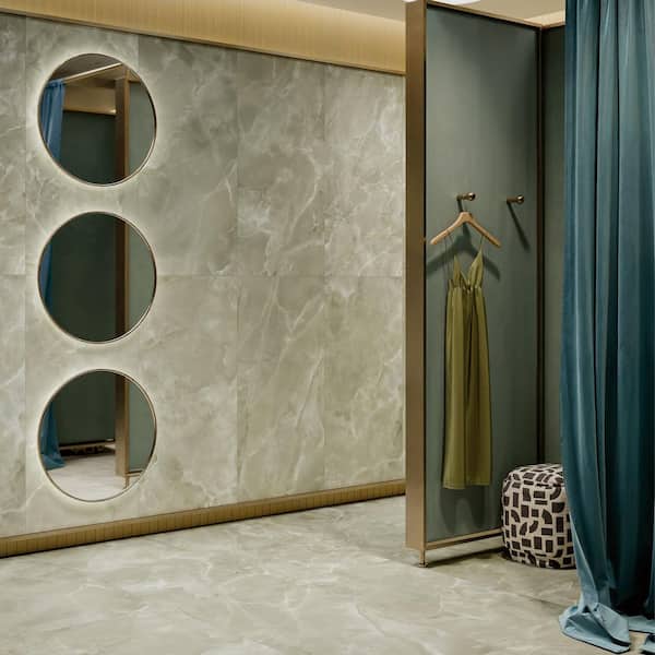 Italian Onyx Green 24 in. x 48 in. Matte Marble Look Porcelain Large Format Floor and Wall Tile (15.5 sq. ft. /Case)