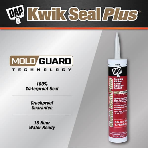 DAP Kwik Seal Plus 10.1 oz. White Premium Kitchen and Bath Siliconized  Caulk 18510 - The Home Depot