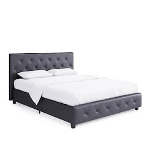 Dean Gray Faux Leather Upholstered Queen Bed