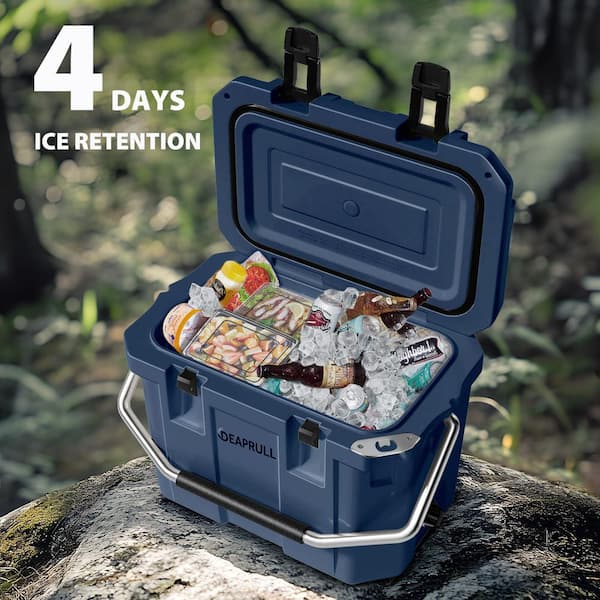 Denjol Dark Blue 30 qt. Portable Chest Cooler with Lid Lock Handle