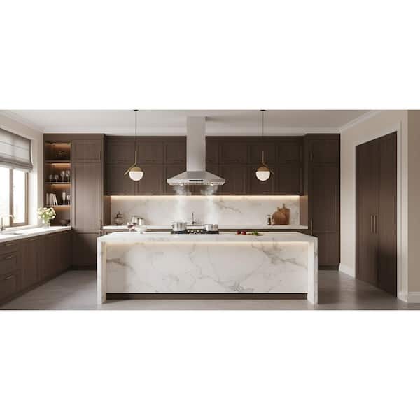 30 in. 380CFM Ductless Convertible Island Mount Range Hood in Stainless Steel with 4-LED Lights Gesture Control,Filters