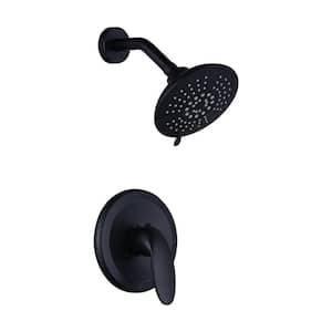 Single Handle 5-Spray Shower Faucet 1.8 GPM with High Pressure Showerhead in Black (Valve Included)