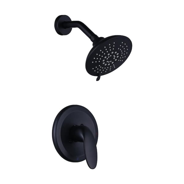 WOWOW Single Handle 5-Spray Shower Faucet 1.8 GPM with High Pressure Showerhead in Black (Valve Included)